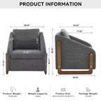 Fauteuil en tissu chenille TUYOHW, fauteuil d'appoint avec cadre latéral en bois, garniture cloutée dorée, chaise de loisirs rembourrée pour salon, chambre à coucher