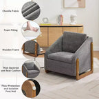 Fauteuil en tissu chenille TUYOHW, fauteuil d'appoint avec cadre latéral en bois, garniture cloutée dorée, chaise de loisirs rembourrée pour salon, chambre à coucher