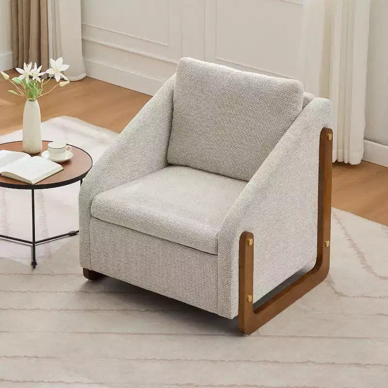 Fauteuil en tissu chenille TUYOHW, fauteuil d'appoint avec cadre latéral en bois, garniture cloutée dorée, chaise de loisirs rembourrée pour salon, chambre à coucher