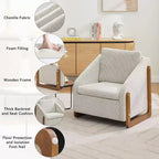 Fauteuil en tissu chenille TUYOHW, fauteuil d'appoint avec cadre latéral en bois, garniture cloutée dorée, chaise de loisirs rembourrée pour salon, chambre à coucher