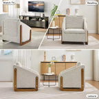 Fauteuil en tissu chenille TUYOHW, fauteuil d'appoint avec cadre latéral en bois, garniture cloutée dorée, chaise de loisirs rembourrée pour salon, chambre à coucher