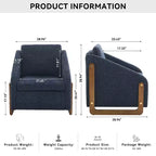 Fauteuil en tissu chenille TUYOHW, fauteuil d'appoint avec cadre latéral en bois, garniture cloutée dorée, chaise de loisirs rembourrée pour salon, chambre à coucher