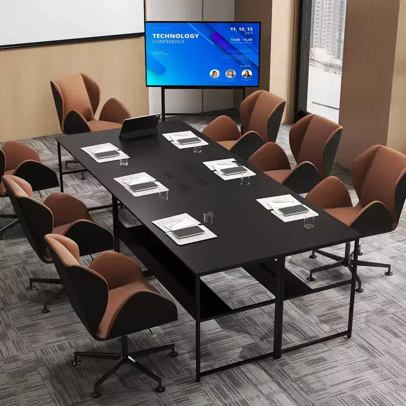 Costway Bureau d'ordinateur 55 x 24 avec prises de courant et ports USB, étagère de rangement, cadre métallique noir/marron