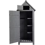 Armoire de rangement extérieure en bois massif - Grise, résistante aux intempéries, pour jardin/terrasse/arrière-cour