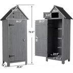 Armoire de rangement extérieure en bois massif - Grise, résistante aux intempéries, pour jardin/terrasse/arrière-cour