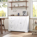 Meuble de buffet avec rangement, buffet blanc de 42 pouces avec 3 tiroirs, bar à café, design sans pieds peu encombrant pour petits espaces, blanc