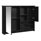 FAMYYT Armoire à pharmacie rectangulaire en MDF avec miroir, 6 étagères, boutons porte-serviettes