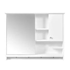 FAMYYT Armoire à pharmacie rectangulaire en MDF avec miroir, 6 étagères, boutons porte-serviettes
