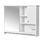 FAMYYT Armoire à pharmacie rectangulaire en MDF avec miroir, 6 étagères, boutons porte-serviettes