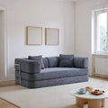 Okak Convertible Floor Sofa Bed Loveseats with Blanket & Pillows,Corduroy Fabric Futon Couch for Living Room,Apartments
