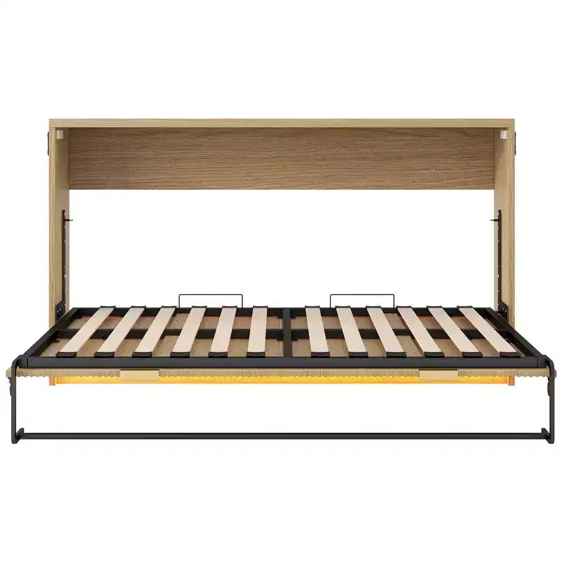 Lit escamotable de taille Twin XL Luxystar avec lumières LED pour salon et appartement, Nature