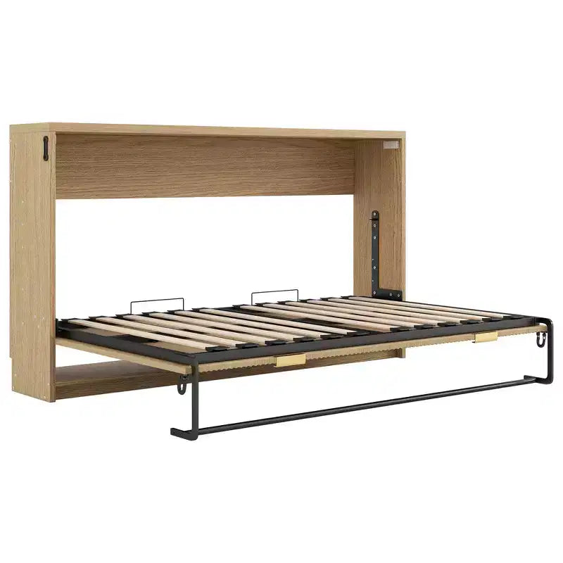 Lit escamotable de taille Twin XL Luxystar avec lumières LED pour salon et appartement, Nature