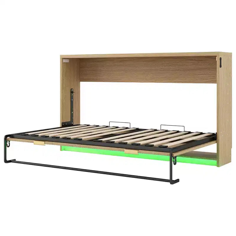 Lit escamotable de taille Twin XL Luxystar avec lumières LED pour salon et appartement, Nature