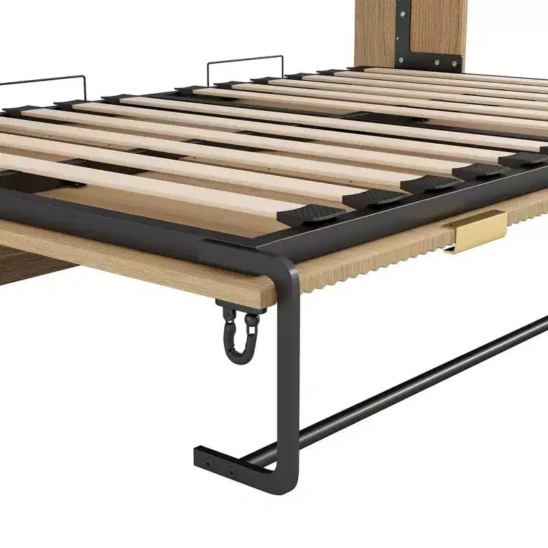 Lit escamotable de taille Twin XL Luxystar avec lumières LED pour salon et appartement, Nature