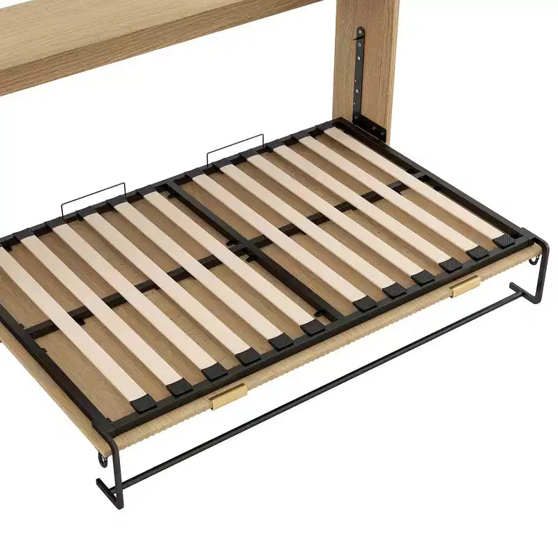 Lit escamotable de taille Twin XL Luxystar avec lumières LED pour salon et appartement, Nature