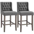 26.25 Counter Height Bar Stools, Tufted Wingback Armless Upholstered Dining Chair with Rubber Wood Legs, Set of 2