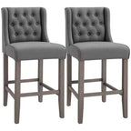 26.25 Counter Height Bar Stools, Tufted Wingback Armless Upholstered Dining Chair with Rubber Wood Legs, Set of 2