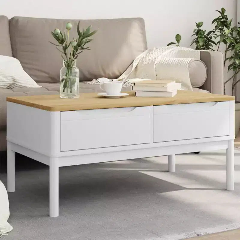 vidaXL Table basse rangement meuble d'appoint salon bois de pin massif