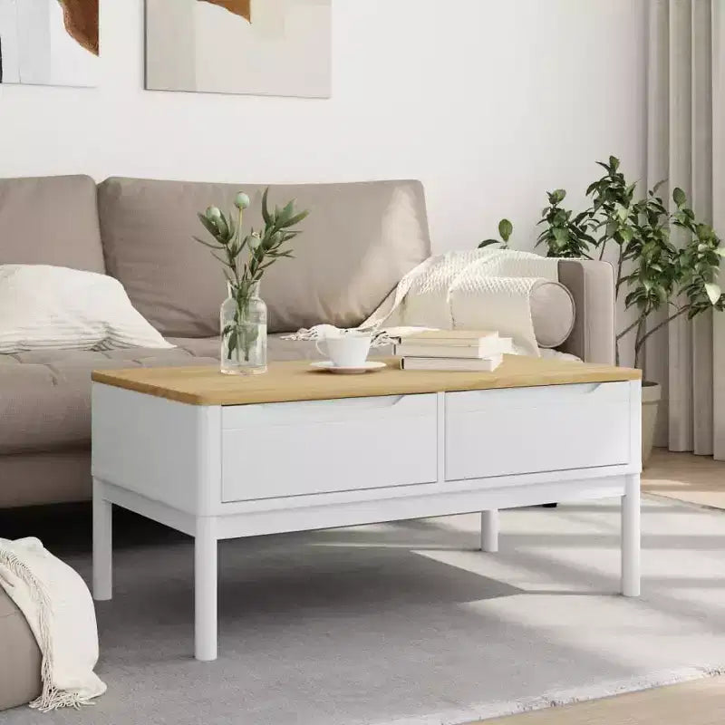 vidaXL Table basse rangement meuble d'appoint salon bois de pin massif