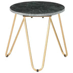 vidaXL Table Basse Table d'appoint Table de Chevet en Pierre Véritable à Texture Marbre