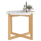 vidaXL Table Basse Ronde Table d'Appoint Canapé Bois d'Ingénierie Bois Massif de Pin - Blanc