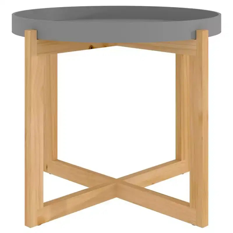vidaXL Table Basse Ronde Table d'Appoint Canapé Bois d'Ingénierie Bois Massif de Pin - Blanc