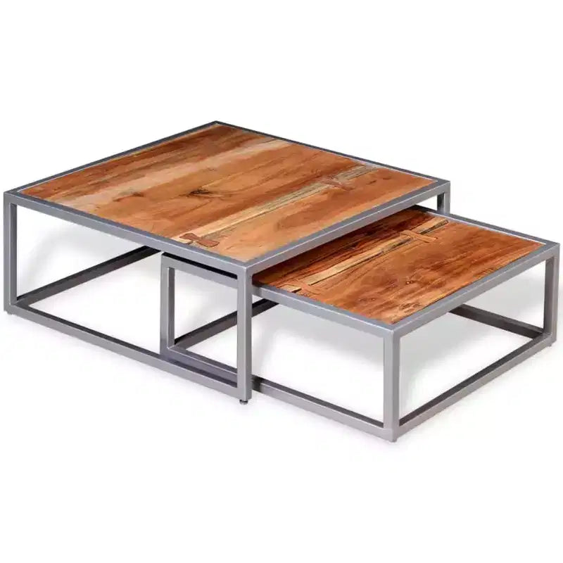 vidaXL Tables gigognes, 2 pièces, Table basse/d'appoint, Bois de Sesham massif