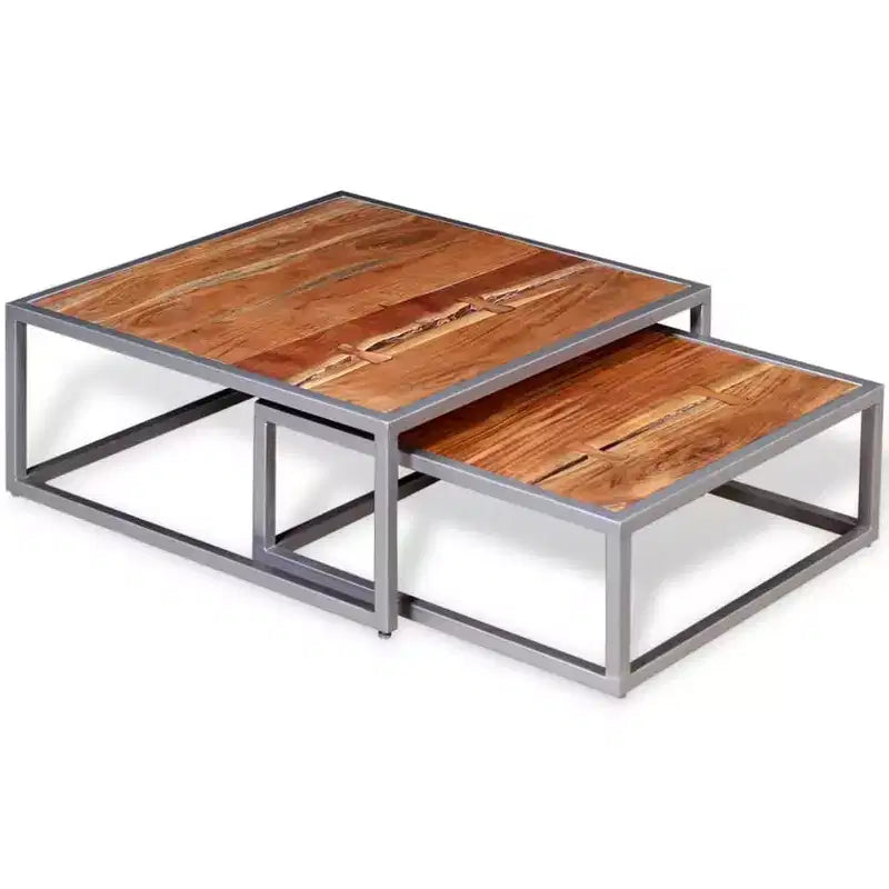vidaXL Tables gigognes, 2 pièces, Table basse/d'appoint, Bois de Sesham massif
