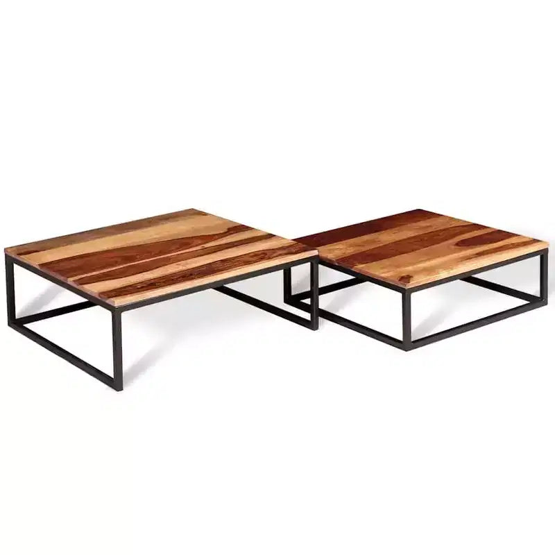 vidaXL Tables gigognes, 2 pièces, Table basse/d'appoint, Bois de Sesham massif