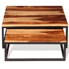 vidaXL Tables gigognes, 2 pièces, Table basse/d'appoint, Bois de Sesham massif