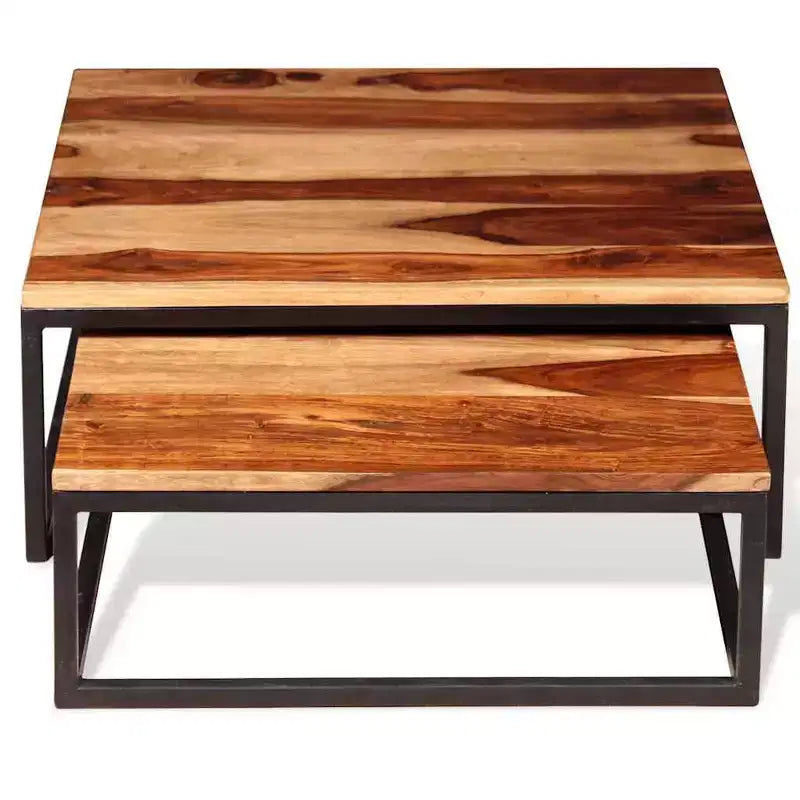 vidaXL Tables gigognes, 2 pièces, Table basse/d'appoint, Bois de Sesham massif