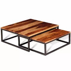 vidaXL Tables gigognes, 2 pièces, Table basse/d'appoint, Bois de Sesham massif