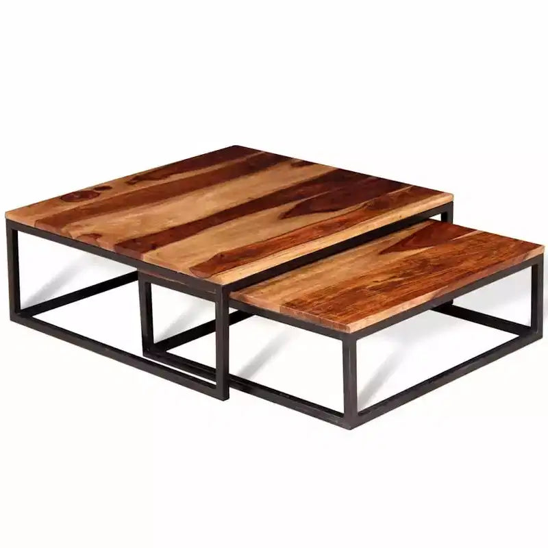 vidaXL Tables gigognes, 2 pièces, Table basse/d'appoint, Bois de Sesham massif