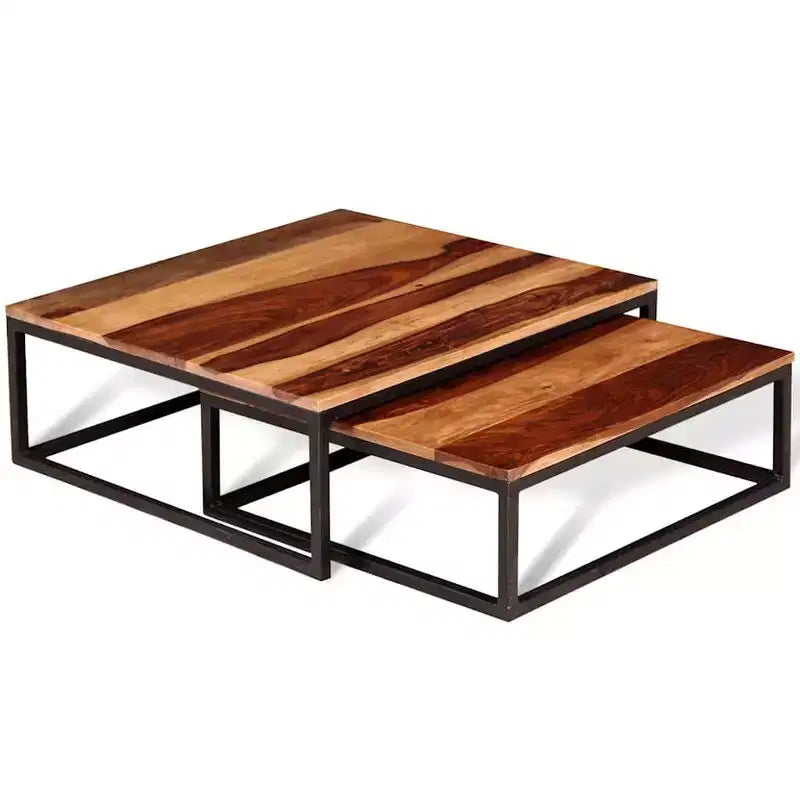 vidaXL Tables gigognes, 2 pièces, Table basse/d'appoint, Bois de Sesham massif