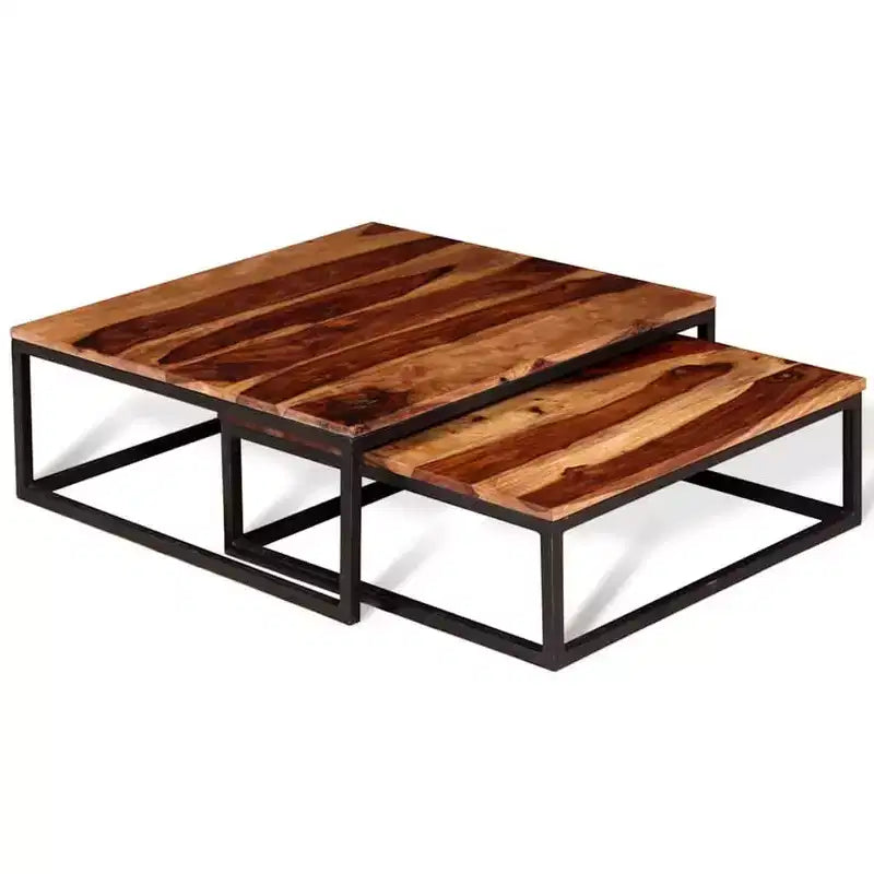vidaXL Tables gigognes, 2 pièces, Table basse/d'appoint, Bois de Sesham massif