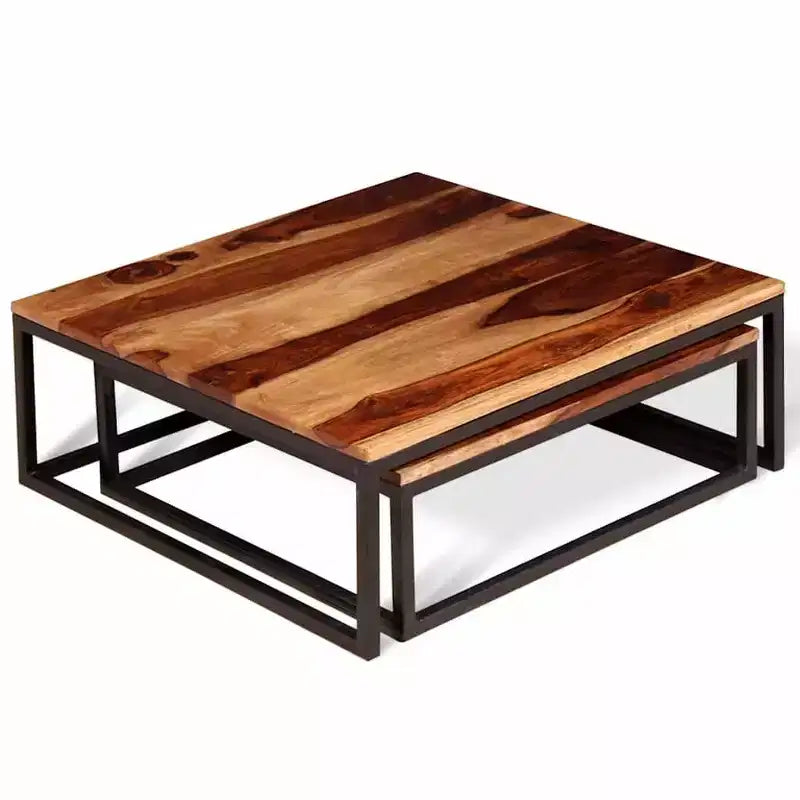 vidaXL Tables gigognes, 2 pièces, Table basse/d'appoint, Bois de Sesham massif
