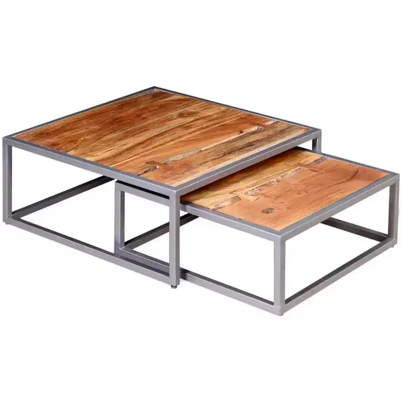 vidaXL Tables gigognes, 2 pièces, Table basse/d'appoint, Bois de Sesham massif