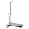 VEVOR Luggage Cart, 600 LBS Load Capacity, 3 Wheel Stainless Steel Bellman Cart, Valet Cart with Grey Carpeted Deck and Rubber Wheels, Silver