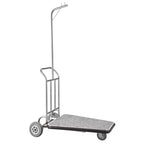 VEVOR Luggage Cart, 600 LBS Load Capacity, 3 Wheel Stainless Steel Bellman Cart, Valet Cart with Grey Carpeted Deck and Rubber Wheels, Silver