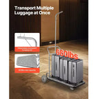 Chariot à Bagages VEVOR, Capacité de Charge de 272 kg, Chariot de Bagagiste à 3 Roues en Acier Inoxydable, Chariot de Voiturier avec Plateau Recouvert de Moquette Grise et Roues en Caoutchouc, Argent