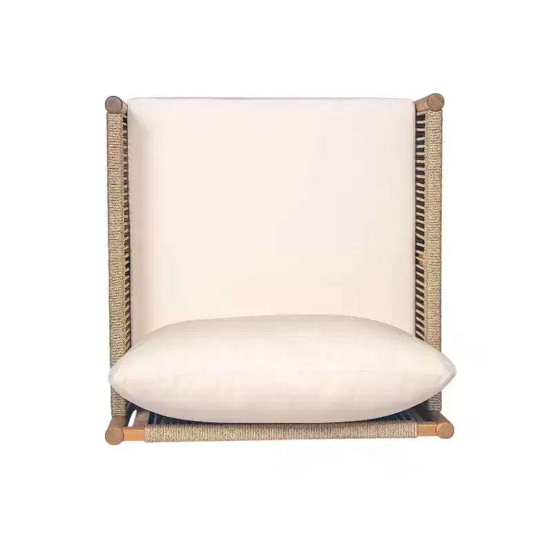 MAYEERTY Lot de 2 chaises longues d'extérieur modernes tressées, cadre en bois massif, coussins confortables en polyester résistants aux intempéries, pour patio, jardin, balcon