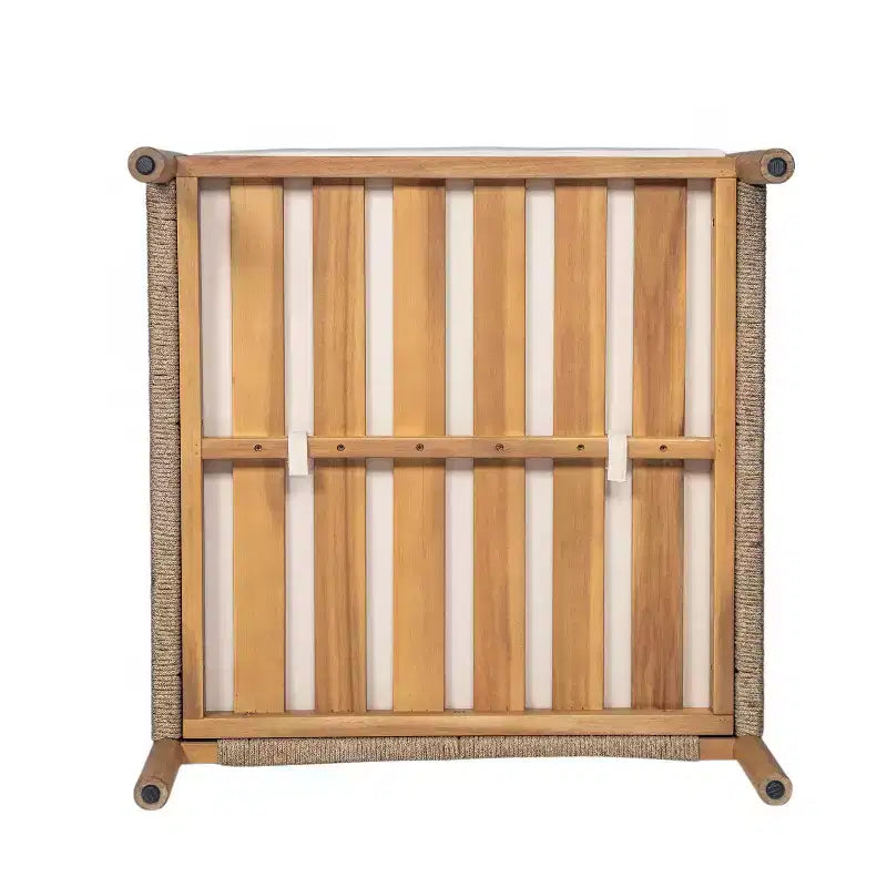 MAYEERTY Lot de 2 chaises longues d'extérieur modernes tressées, cadre en bois massif, coussins confortables en polyester résistants aux intempéries, pour patio, jardin, balcon