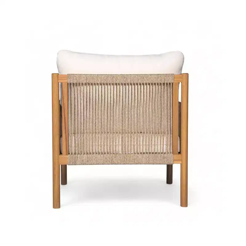 MAYEERTY Lot de 2 chaises longues d'extérieur modernes tressées, cadre en bois massif, coussins confortables en polyester résistants aux intempéries, pour patio, jardin, balcon