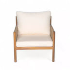 MAYEERTY Lot de 2 chaises longues d'extérieur modernes tressées, cadre en bois massif, coussins confortables en polyester résistants aux intempéries, pour patio, jardin, balcon