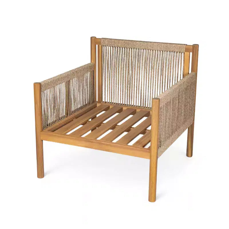 MAYEERTY Lot de 2 chaises longues d'extérieur modernes tressées, cadre en bois massif, coussins confortables en polyester résistants aux intempéries, pour patio, jardin, balcon