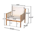 MAYEERTY Lot de 2 chaises longues d'extérieur modernes tressées, cadre en bois massif, coussins confortables en polyester résistants aux intempéries, pour patio, jardin, balcon
