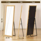 Miroir Mural Grande Taille Miroir sur Pied Pleine Longueur Grand Miroir de Sol Mural pour Porte Chambre Salle de Bain Salon avec Cadre en Bois