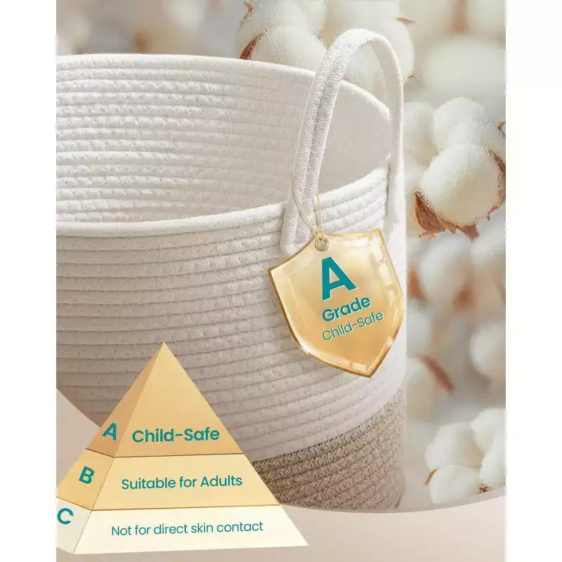 Panier à linge en corde de coton, panier à linge en fibre naturelle de 60 L avec poignées, pour jouets d'enfants, vêtements, chambre à coucher, salon