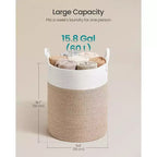 Panier à linge en corde de coton, panier à linge en fibre naturelle de 60 L avec poignées, pour jouets d'enfants, vêtements, chambre à coucher, salon