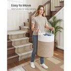 Panier à linge en corde de coton, panier à linge en fibre naturelle de 60 L avec poignées, pour jouets d'enfants, vêtements, chambre à coucher, salon